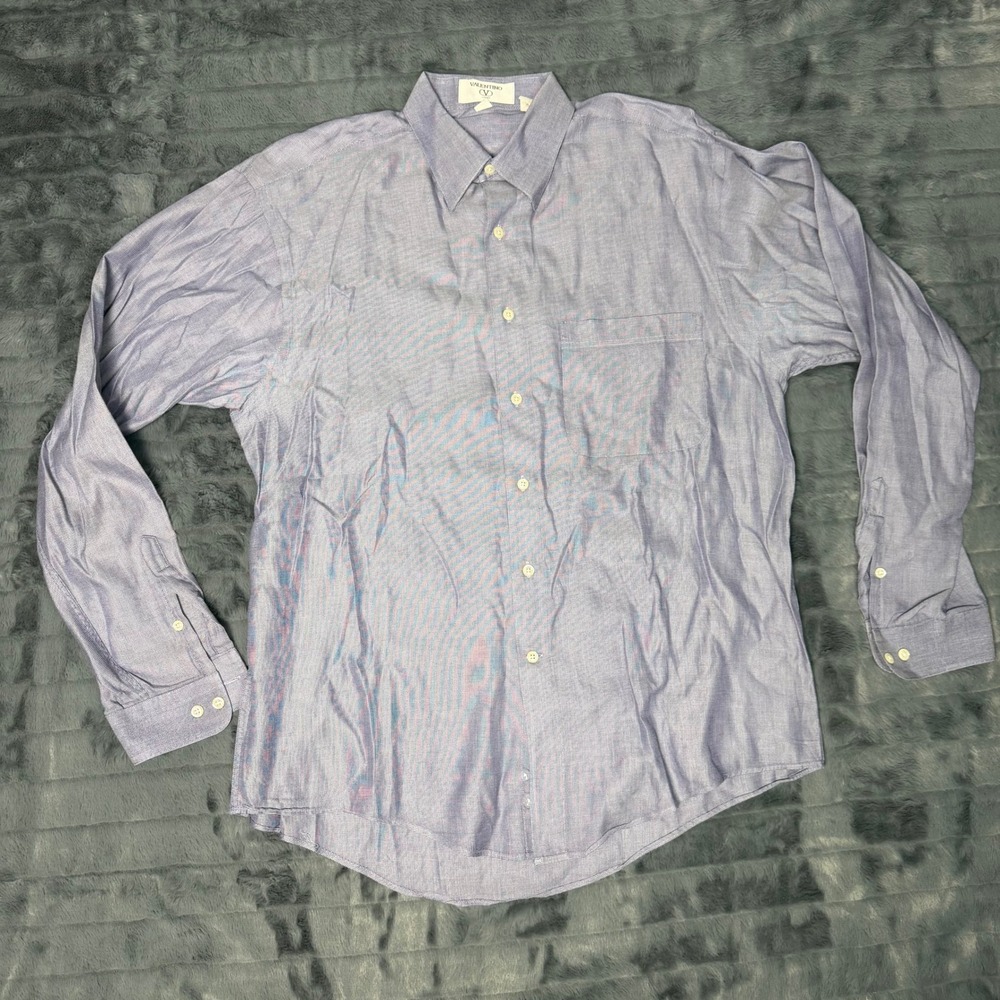 Valentino Uomo Mens Light Blue Cotton Long Sleeve Button Down Shirt 16.5 36
